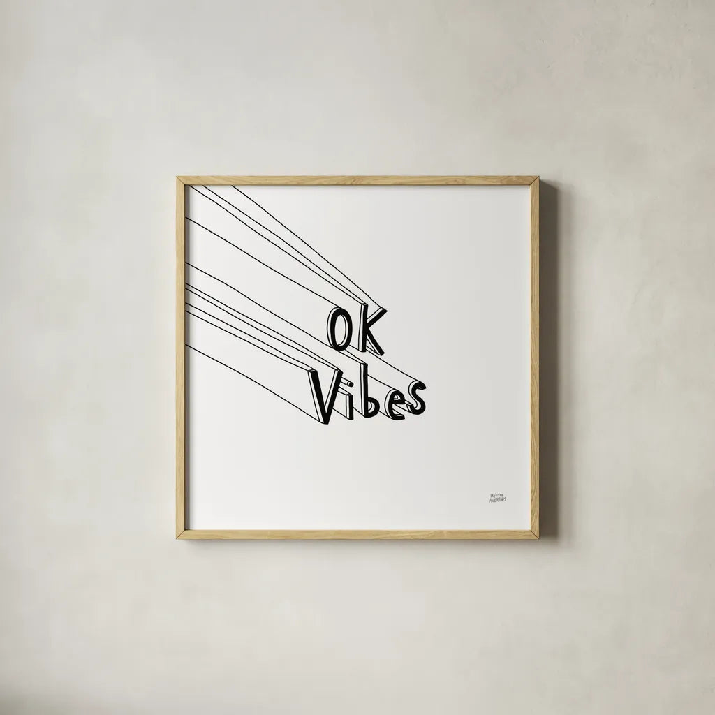 Cool Sayings I BW by Melissa Averinos. Shown in a natural wood glass frame for a timeless modern aesthetic. Available as an archival giclee rolled canvas, fine art paper, or poster print. SKU 64387a.