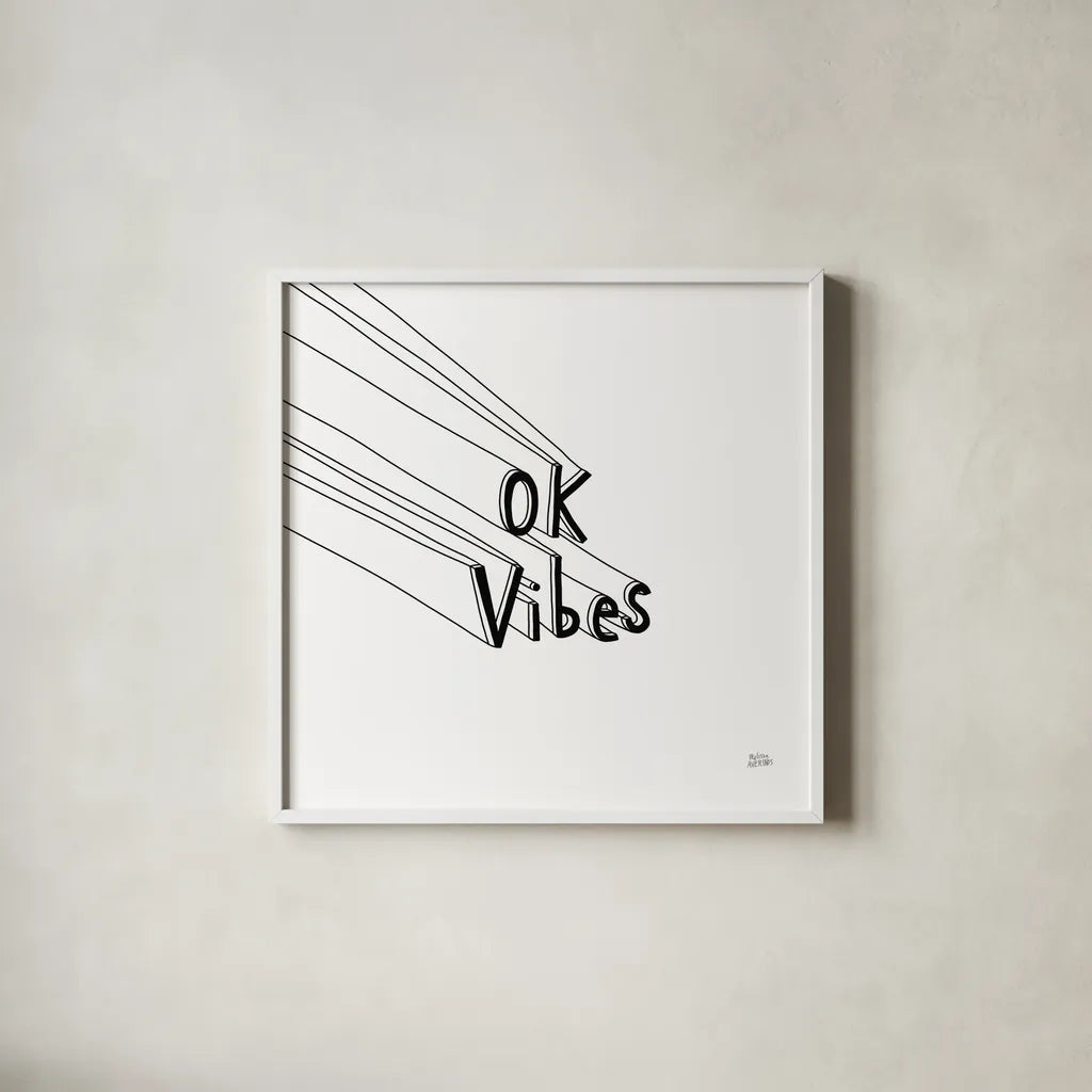 Cool Sayings I BW by Melissa Averinos. Shown in a crisp white glass frame for a clean and minimalist style. Available as an archival giclee rolled canvas, fine art paper, or poster print. SKU 64387a.