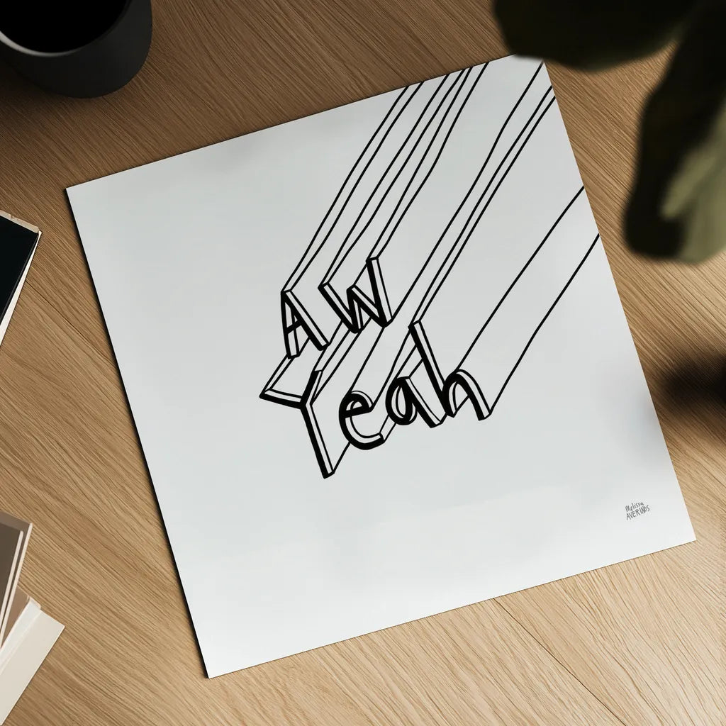 Cool Sayings II BW by Melissa Averinos. Shown as a detailed flat fine art print, highlighting archival giclee quality. Available as an archival giclee rolled canvas, fine art paper, or poster print. SKU 64388a.