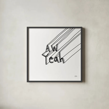 Cool Sayings II BW by Melissa Averinos. Shown in a sleek black glass frame for a contemporary gallery look. Available as an archival giclee rolled canvas, fine art paper, or poster print. SKU 64388a.