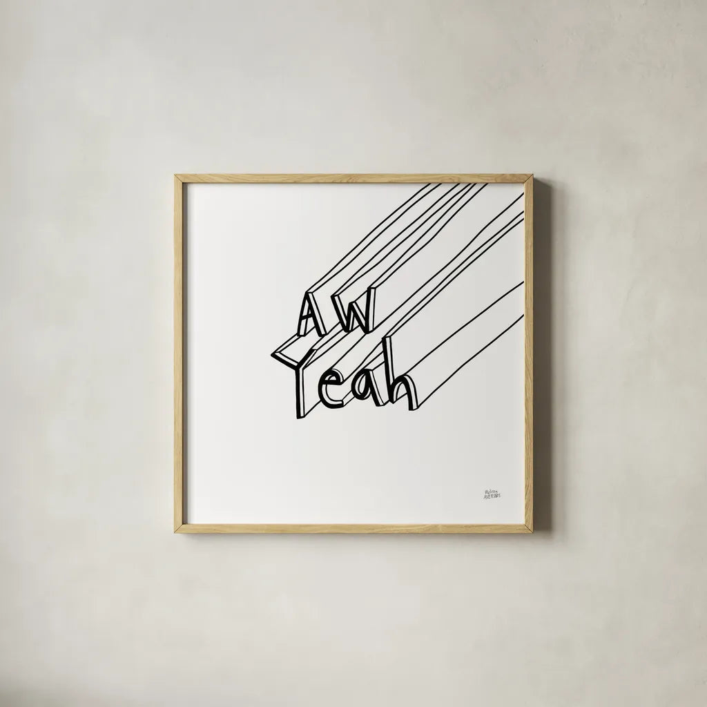 Cool Sayings II BW by Melissa Averinos. Shown in a natural wood glass frame for a timeless modern aesthetic. Available as an archival giclee rolled canvas, fine art paper, or poster print. SKU 64388a.
