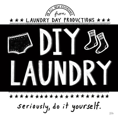 DIY Laundry BW by Melissa Averinos. SKU 59466a. Archival Giclee Fine art print for wall decor.