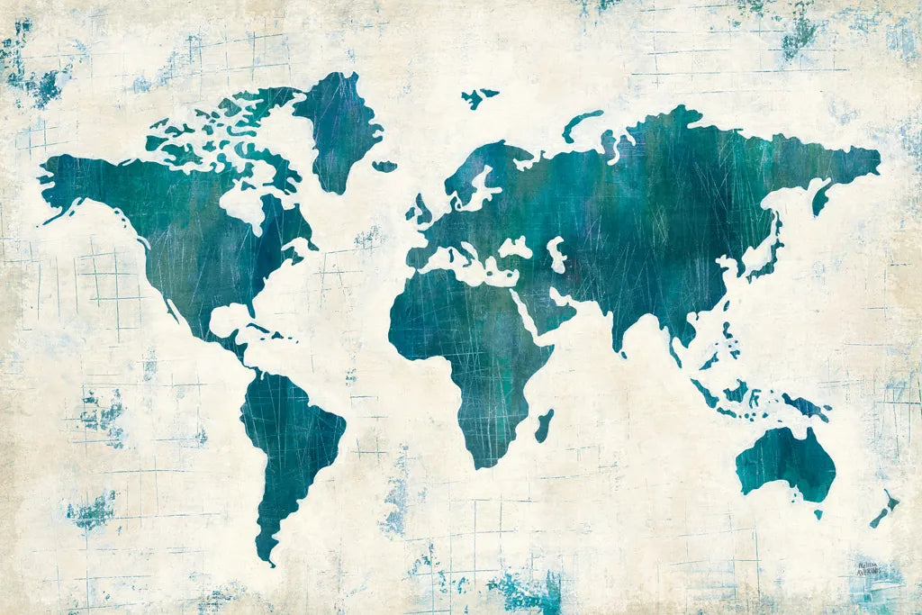 Discover the World Blue by Melissa Averinos. SKU 25365i. Archival Giclee Fine art print for wall decor.