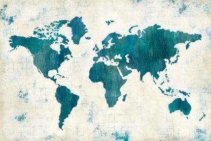 Discover the World Blue by Melissa Averinos. SKU 25365i. Archival Giclee Fine art print for wall decor.