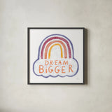 Dream Bigger by Melissa Averinos. Shown in a sleek black glass frame for a contemporary gallery look. Available as an archival giclee rolled canvas, fine art paper, or poster print. SKU 59987a.