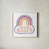 Dream Bigger by Melissa Averinos. Shown in a crisp white glass frame for a clean and minimalist style. Available as an archival giclee rolled canvas, fine art paper, or poster print. SKU 59987a.