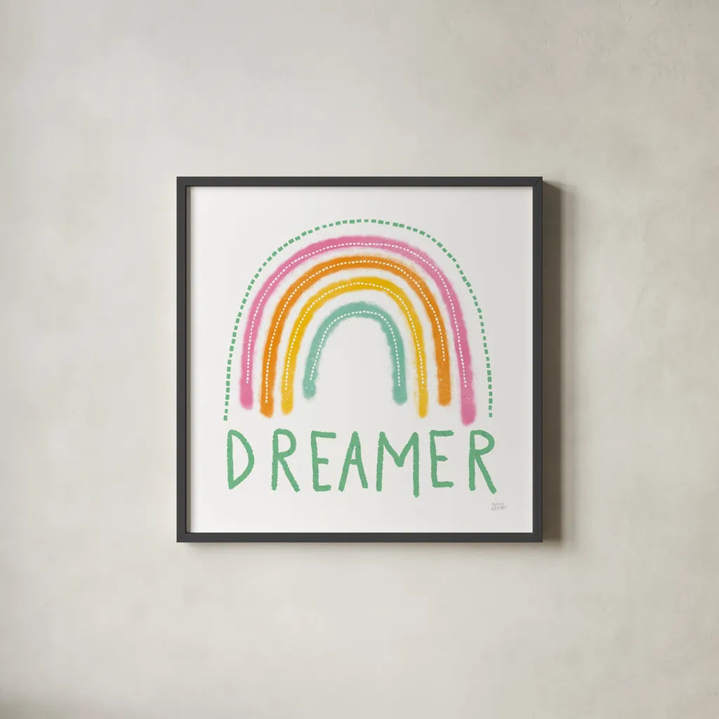 Dreamer by Melissa Averinos. Shown in a sleek black glass frame for a contemporary gallery look. Available as an archival giclee rolled canvas, fine art paper, or poster print. SKU 59980a.