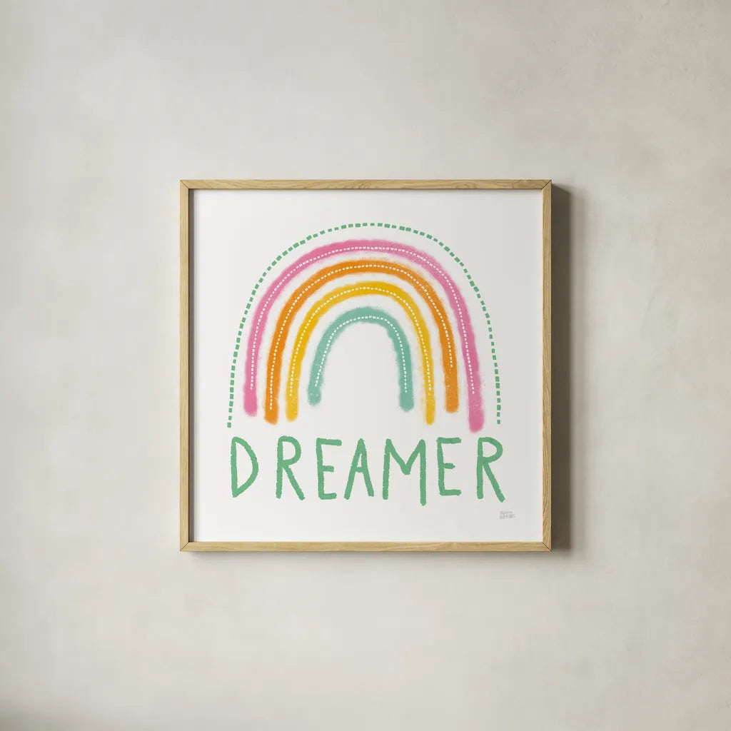 Dreamer by Melissa Averinos. Shown in a natural wood glass frame for a timeless modern aesthetic. Available as an archival giclee rolled canvas, fine art paper, or poster print. SKU 59980a.