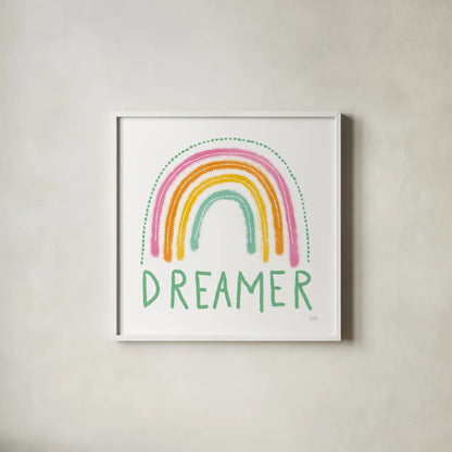Dreamer by Melissa Averinos. Shown in a crisp white glass frame for a clean and minimalist style. Available as an archival giclee rolled canvas, fine art paper, or poster print. SKU 59980a.