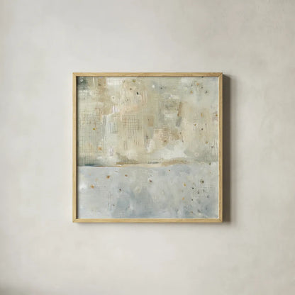 Dreaming of the Shore Neutral by Melissa Averinos. Shown in a natural wood glass frame for a timeless modern aesthetic. Available as an archival giclee rolled canvas, fine art paper, or poster print. SKU 28915a.
