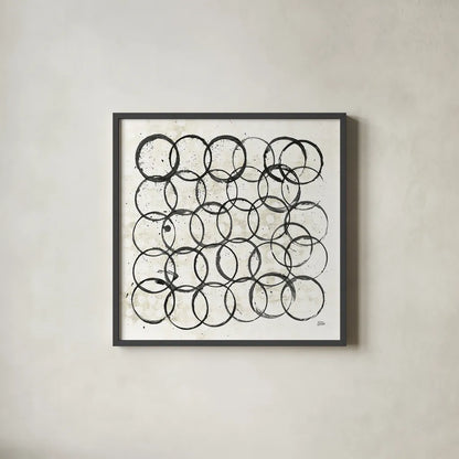 Eclipse II Neutral by Melissa Averinos. Shown in a sleek black glass frame for a contemporary gallery look. Available as an archival giclee rolled canvas, fine art paper, or poster print. SKU 29240a.