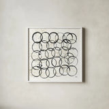 Eclipse II Neutral by Melissa Averinos. Shown in a crisp white glass frame for a clean and minimalist style. Available as an archival giclee rolled canvas, fine art paper, or poster print. SKU 29240a.