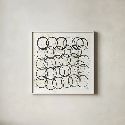 Eclipse II Neutral by Melissa Averinos. Shown in a crisp white glass frame for a clean and minimalist style. Available as an archival giclee rolled canvas, fine art paper, or poster print. SKU 29240a.