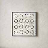 Eclipse III Neutral by Melissa Averinos. Shown in a sleek black glass frame for a contemporary gallery look. Available as an archival giclee rolled canvas, fine art paper, or poster print. SKU 29241a.