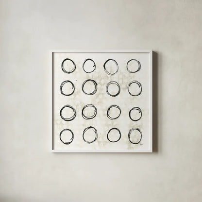 Eclipse III Neutral by Melissa Averinos. Shown in a crisp white glass frame for a clean and minimalist style. Available as an archival giclee rolled canvas, fine art paper, or poster print. SKU 29241a.