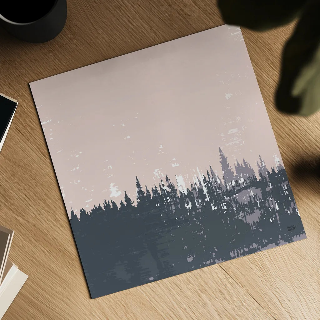 Evening Forest I by Melissa Averinos. Shown as a detailed flat fine art print, highlighting archival giclee quality. Available as an archival giclee rolled canvas, fine art paper, or poster print. SKU 57291a.