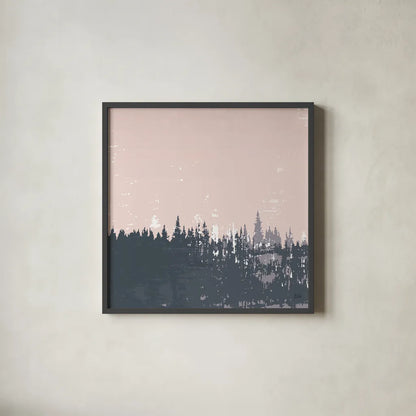 Evening Forest I by Melissa Averinos. Shown in a sleek black glass frame for a contemporary gallery look. Available as an archival giclee rolled canvas, fine art paper, or poster print. SKU 57291a.