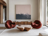 Evening Forest I by Melissa Averinos. Shown as extra-large giant wall art in a modern living room. Available as an archival giclee rolled canvas, fine art paper, or poster print. SKU 57291a.