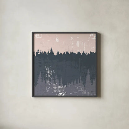 Evening Forest II by Melissa Averinos. Shown in a sleek black glass frame for a contemporary gallery look. Available as an archival giclee rolled canvas, fine art paper, or poster print. SKU 57292a.