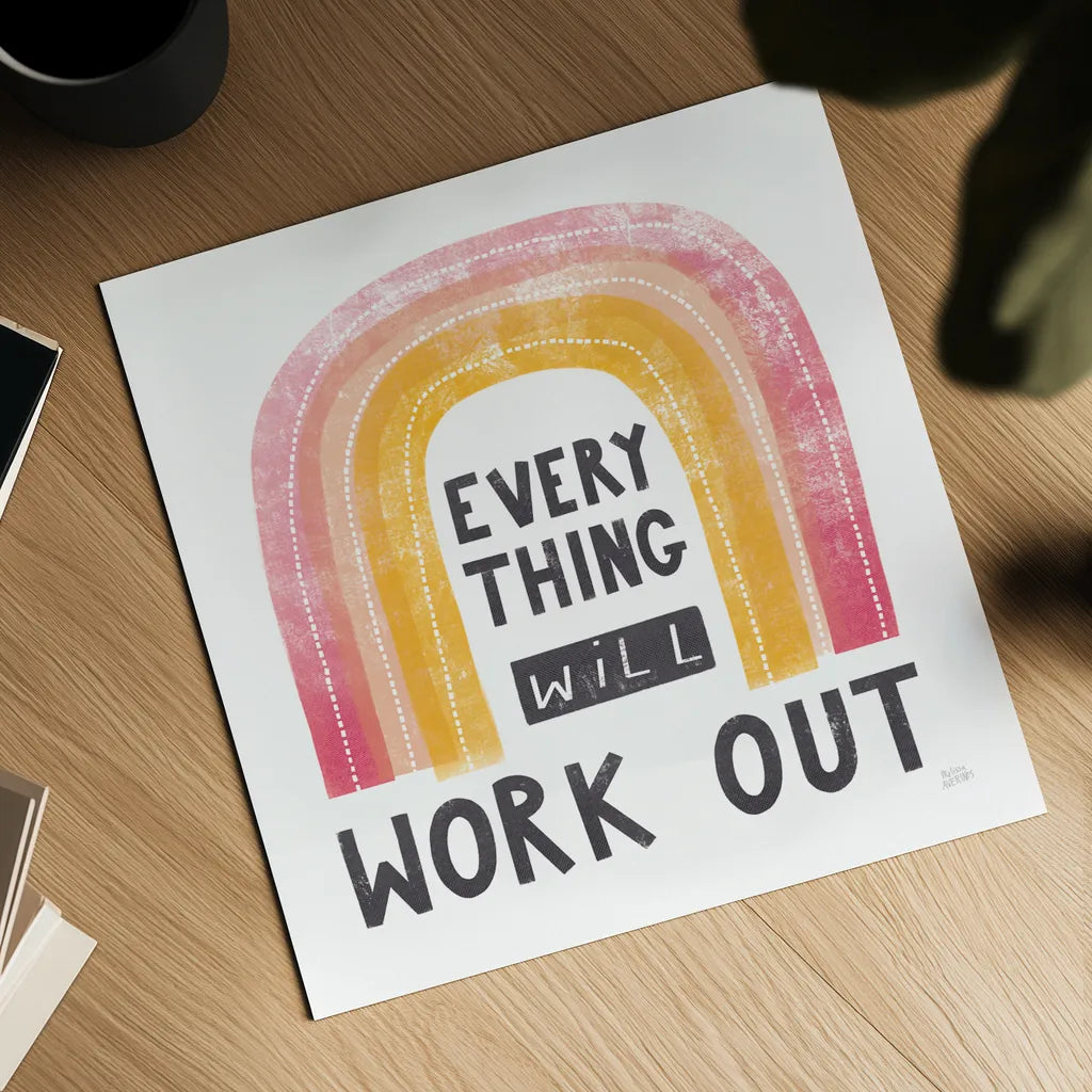 Everything Will Work Out by Melissa Averinos. Shown as a detailed flat fine art print, highlighting archival giclee quality. Available as an archival giclee rolled canvas, fine art paper, or poster print. SKU 59985a.