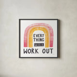 Everything Will Work Out by Melissa Averinos. Shown in a sleek black glass frame for a contemporary gallery look. Available as an archival giclee rolled canvas, fine art paper, or poster print. SKU 59985a.