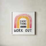 Everything Will Work Out by Melissa Averinos. Shown in a crisp white glass frame for a clean and minimalist style. Available as an archival giclee rolled canvas, fine art paper, or poster print. SKU 59985a.