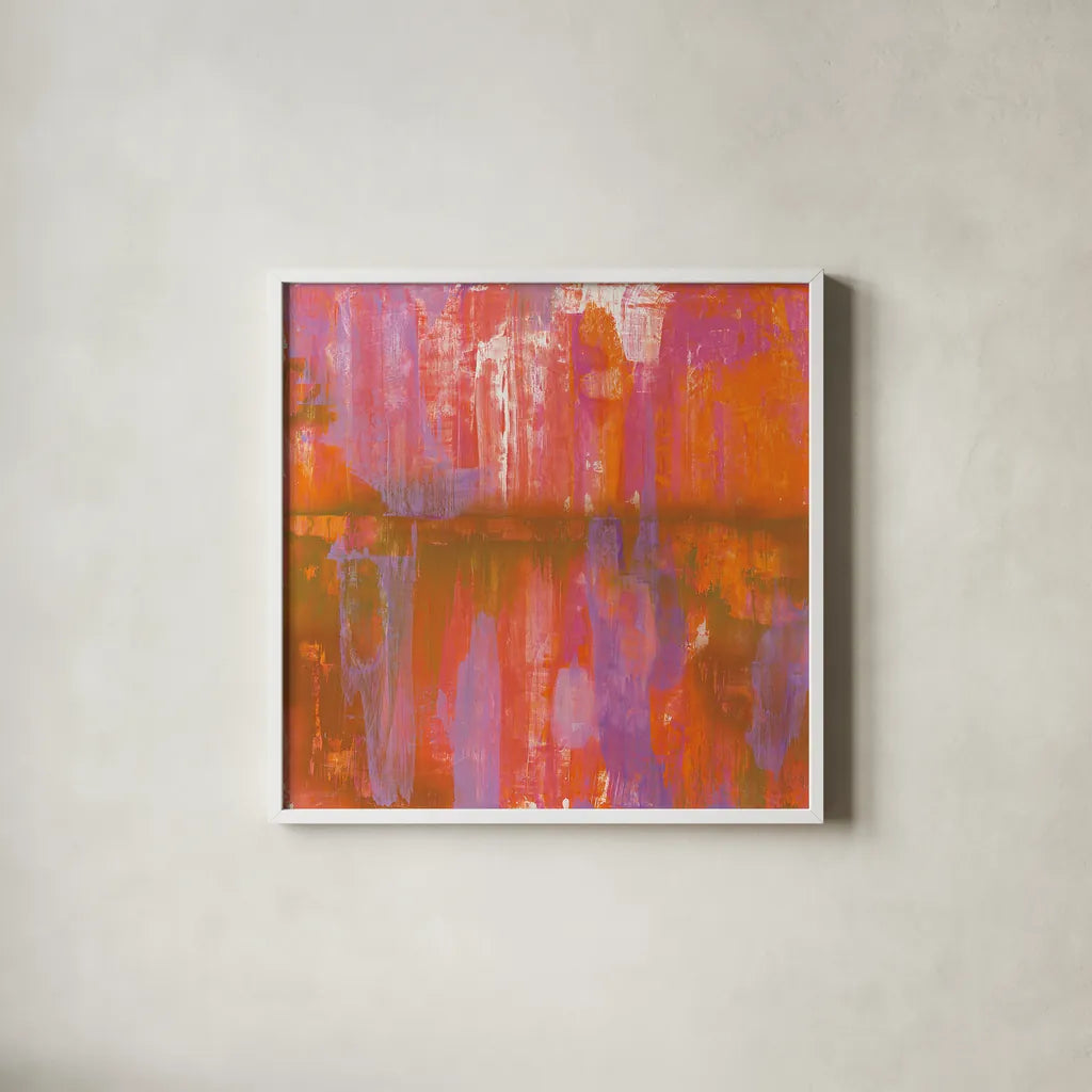 Fantasy Land by Melissa Averinos. Shown in a crisp white glass frame for a clean and minimalist style. Available as an archival giclee rolled canvas, fine art paper, or poster print. SKU 27614a.