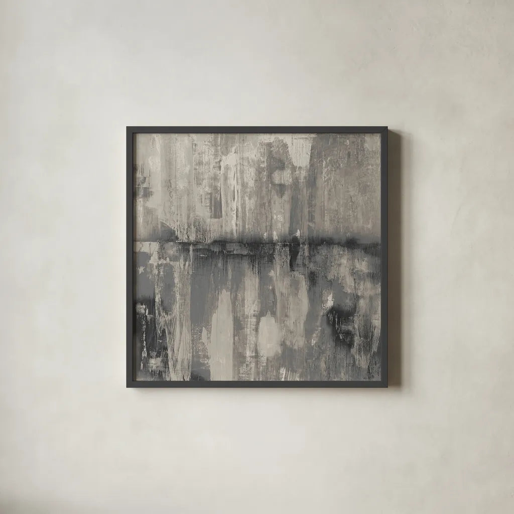 Fantasy Land Neutral by Melissa Averinos. Shown in a sleek black glass frame for a contemporary gallery look. Available as an archival giclee rolled canvas, fine art paper, or poster print. SKU 28916a.