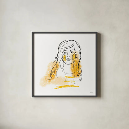 Feminine Ink I by Melissa Averinos. Shown in a sleek black glass frame for a contemporary gallery look. Available as an archival giclee rolled canvas, fine art paper, or poster print. SKU 64431a.