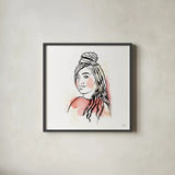 Feminine Ink II by Melissa Averinos. Shown in a sleek black glass frame for a contemporary gallery look. Available as an archival giclee rolled canvas, fine art paper, or poster print. SKU 64432a.