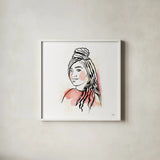 Feminine Ink II by Melissa Averinos. Shown in a crisp white glass frame for a clean and minimalist style. Available as an archival giclee rolled canvas, fine art paper, or poster print. SKU 64432a.