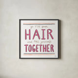 Fix Your Hair by Melissa Averinos. Shown in a sleek black glass frame for a contemporary gallery look. Available as an archival giclee rolled canvas, fine art paper, or poster print. SKU 59173a.
