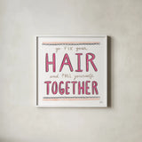 Fix Your Hair by Melissa Averinos. Shown in a crisp white glass frame for a clean and minimalist style. Available as an archival giclee rolled canvas, fine art paper, or poster print. SKU 59173a.