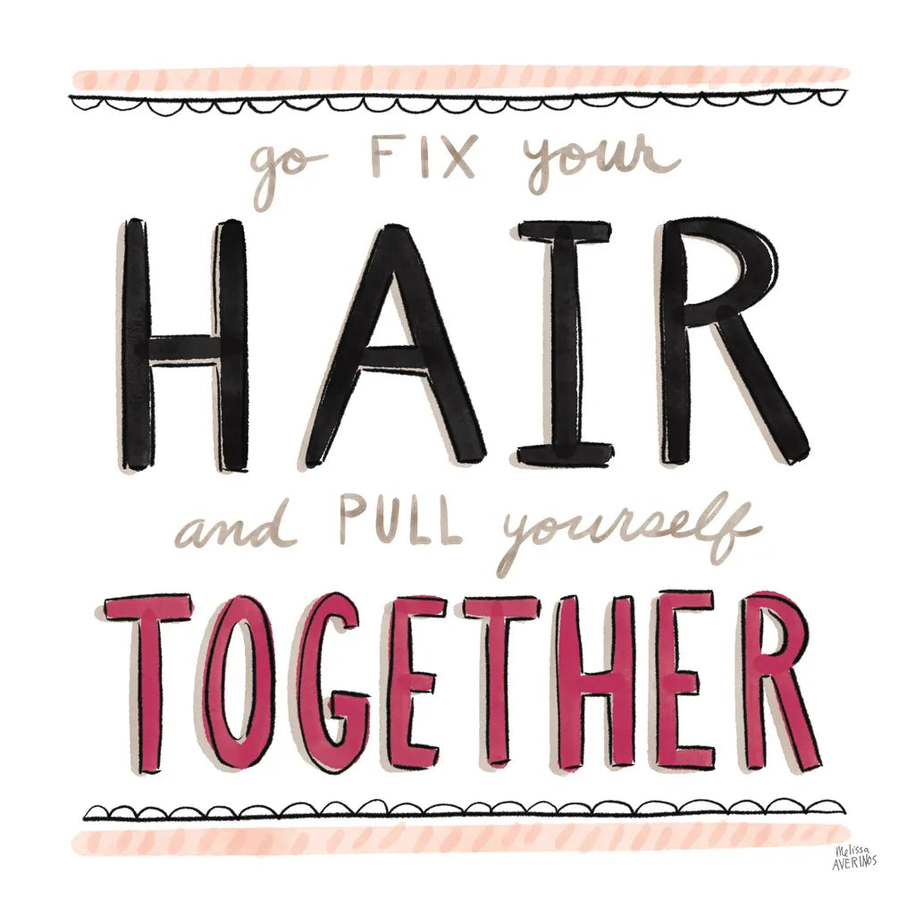 Fix Your Hair Black by Melissa Averinos. SKU 61830a. Archival Giclee Fine art print for wall decor.