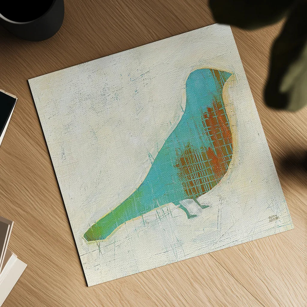 Flight Patterns Bird I by Melissa Averinos. Shown as a detailed flat fine art print, highlighting archival giclee quality. Available as an archival giclee rolled canvas, fine art paper, or poster print. SKU 25940a.