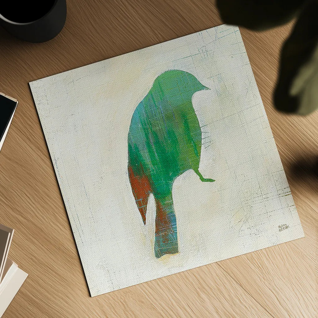 Flight Patterns Bird III by Melissa Averinos. Shown as a detailed flat fine art print, highlighting archival giclee quality. Available as an archival giclee rolled canvas, fine art paper, or poster print. SKU 25942a.