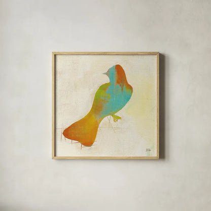 Flight Patterns Bird IV by Melissa Averinos. Shown in a natural wood glass frame for a timeless modern aesthetic. Available as an archival giclee rolled canvas, fine art paper, or poster print. SKU 25943a.
