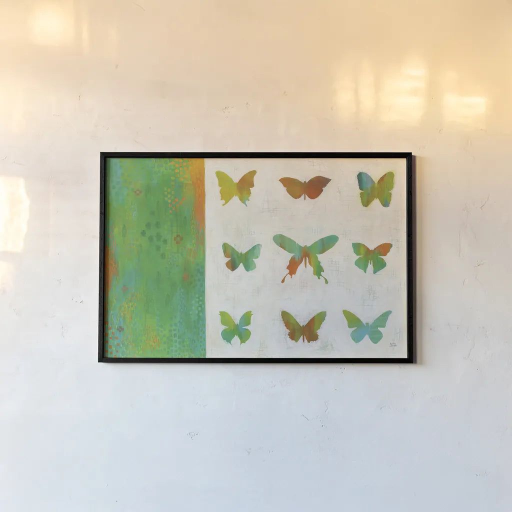 Flight Patterns II by Melissa Averinos. shown as a paper print in a black flame. Available as a archival giclee rolled canvas, fine art paper, or poster print. SKU 25661i.