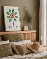 Flower Power II by Melissa Averinos. shown as a paper print in a natural frame. Available as a archival giclee rolled canvas, fine art paper, or poster print. SKU 34029h.