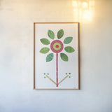 Flower Power II by Melissa Averinos. shown as a paper print in a natural frame. Available as a archival giclee rolled canvas, fine art paper, or poster print. SKU 34029h.