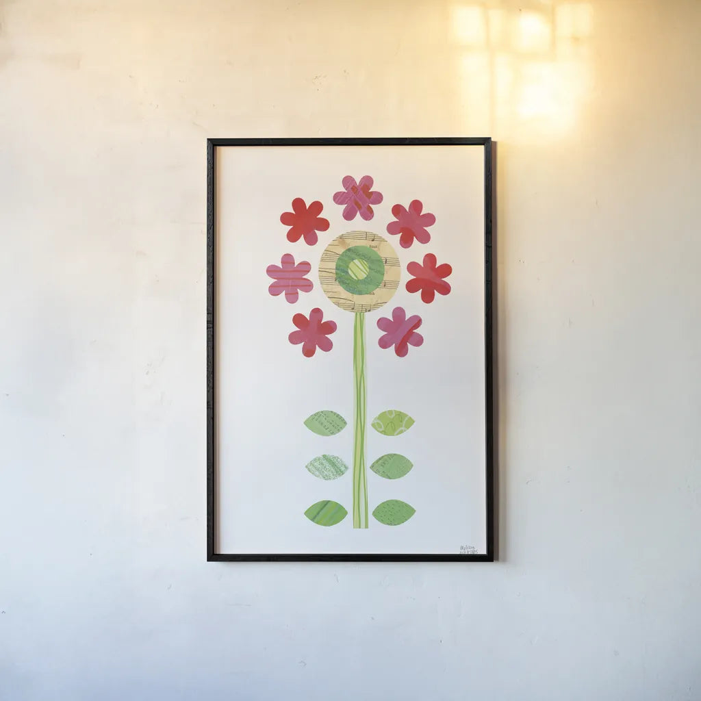 Flower Power III by Melissa Averinos. shown as a paper print in a black flame. Available as a archival giclee rolled canvas, fine art paper, or poster print. SKU 34030h.