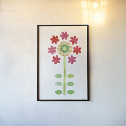 Flower Power III by Melissa Averinos. shown as a paper print in a black flame. Available as a archival giclee rolled canvas, fine art paper, or poster print. SKU 34030h.