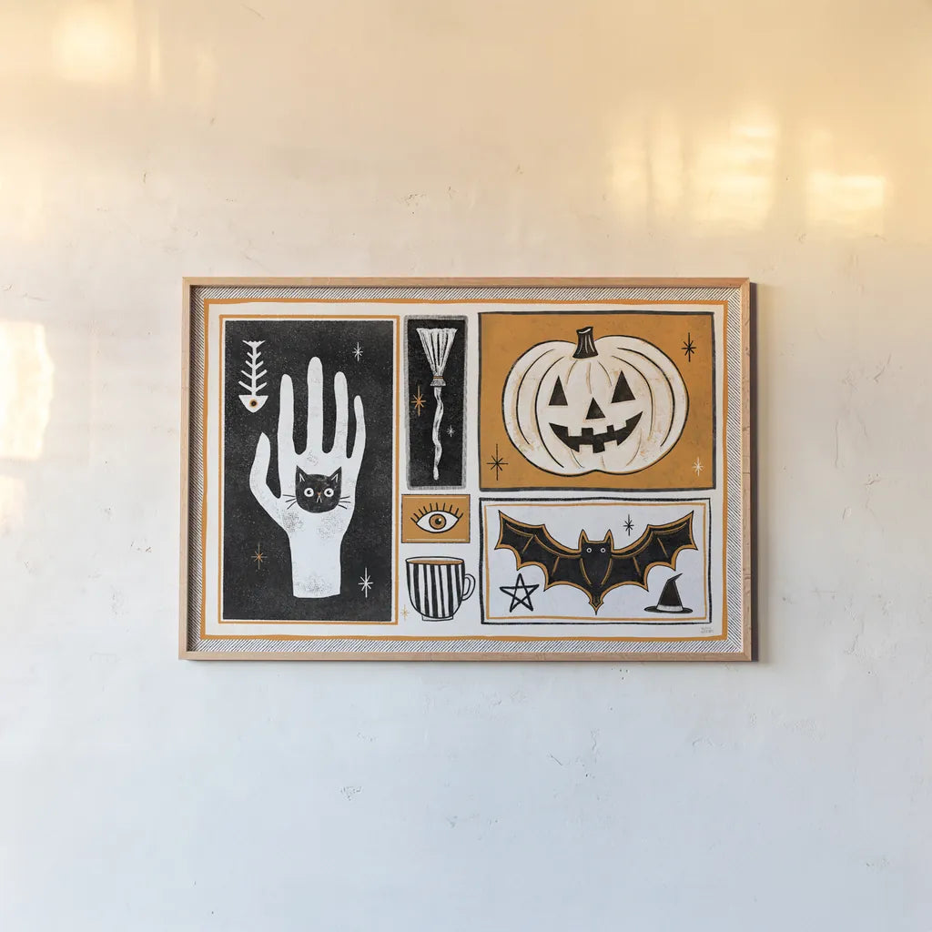 Frightfully Wicked I by Melissa Averinos. shown as a paper print in a natural frame. Available as a archival giclee rolled canvas, fine art paper, or poster print. SKU 62789i.