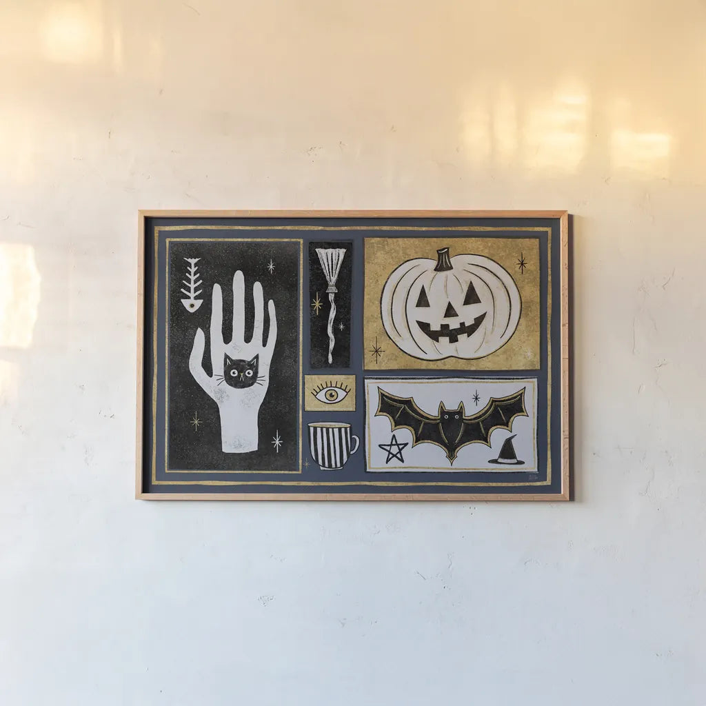 Frightfully Wicked I Dark by Melissa Averinos. shown as a paper print in a natural frame. Available as a archival giclee rolled canvas, fine art paper, or poster print. SKU 65037i.