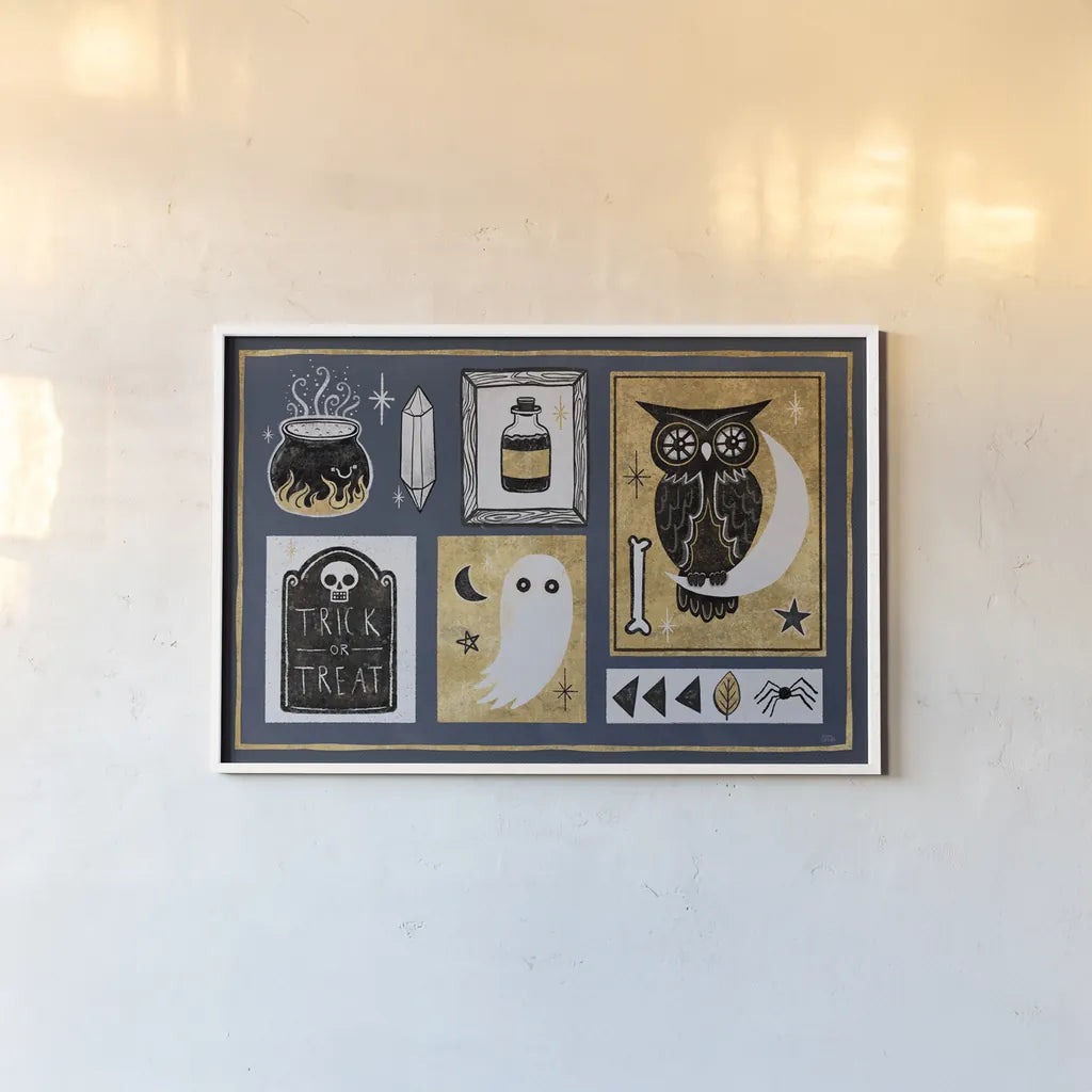 Frightfully Wicked II Dark by Melissa Averinos. shown as a paper print in a white frame. Available as a archival giclee rolled canvas, fine art paper, or poster print. SKU 65038i.