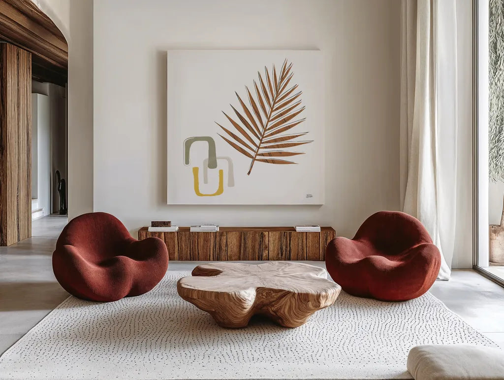 Good Nature II by Melissa Averinos. Shown as extra-large giant wall art in a modern living room. Available as an archival giclee rolled canvas, fine art paper, or poster print. SKU 57301a.