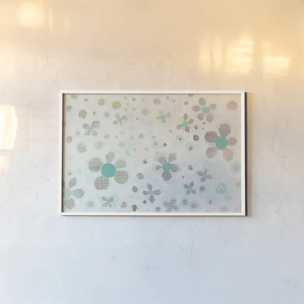 Graph Blooms by Melissa Averinos. shown as a paper print in a white frame. Available as a archival giclee rolled canvas, fine art paper, or poster print. SKU 25662i.
