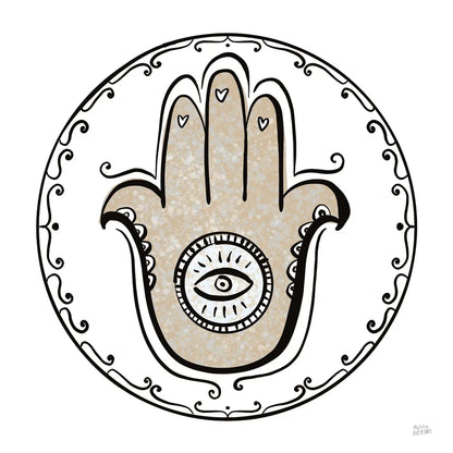 Graphic Hamsa by Melissa Averinos. SKU 64430a. Archival Giclee Fine art print for wall decor.