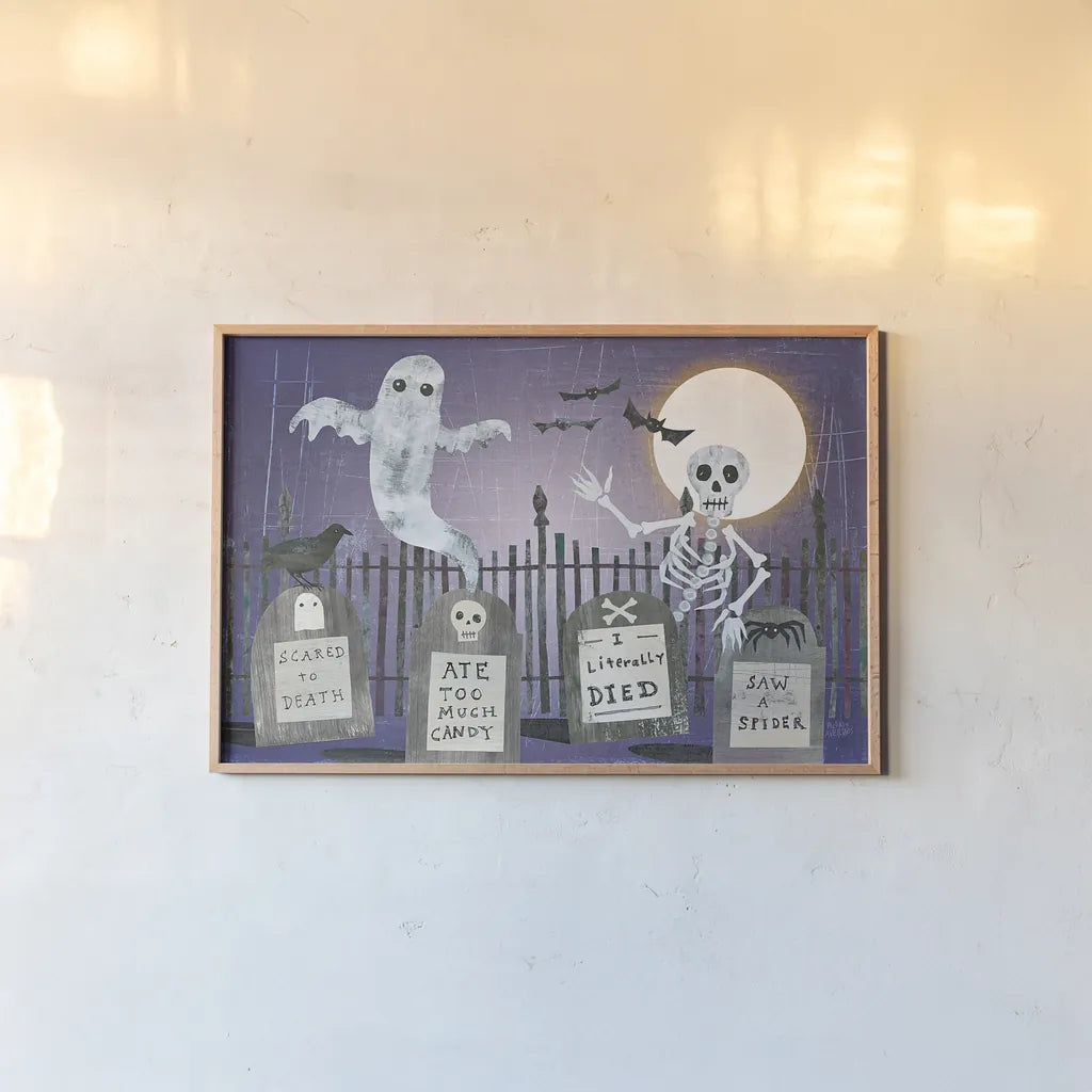 Gravetown V by Melissa Averinos. shown as a paper print in a natural frame. Available as a archival giclee rolled canvas, fine art paper, or poster print. SKU 37420i.