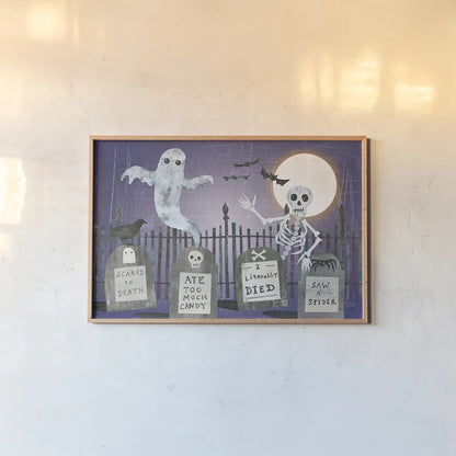 Gravetown V by Melissa Averinos. shown as a paper print in a natural frame. Available as a archival giclee rolled canvas, fine art paper, or poster print. SKU 37420i.